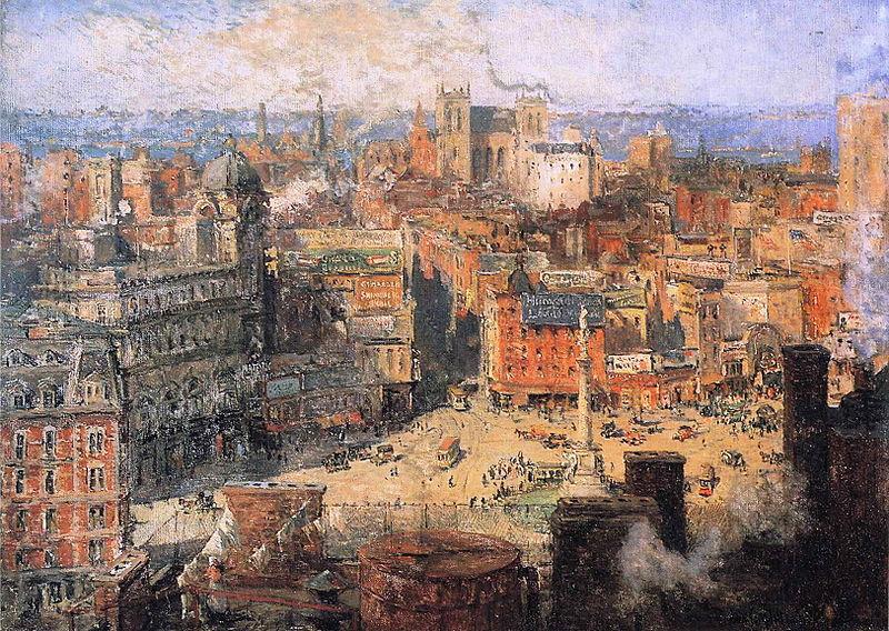 Colin Campbell Cooper Columbus Circle Norge oil painting art